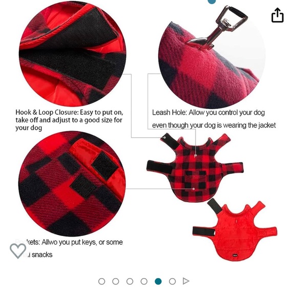SCENEREAL Dog Winter Clothes Reversible Jacket Coat Plaid Vest -Large - Picture 6 of 14